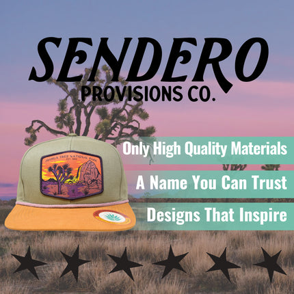 Sendero Provisions Co. Joshua Tree National Park Adjustable Snapback Rope Hat with Woven Patch & Topographic Map Undervisor (Gray/Brown) - One Size