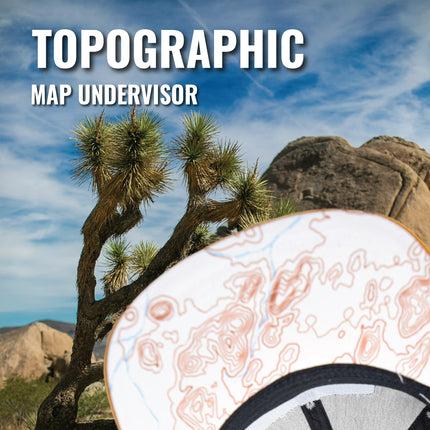 Sendero Provisions Co. Joshua Tree National Park Adjustable Snapback Rope Hat with Woven Patch & Topographic Map Undervisor (Gray/Brown) - One Size