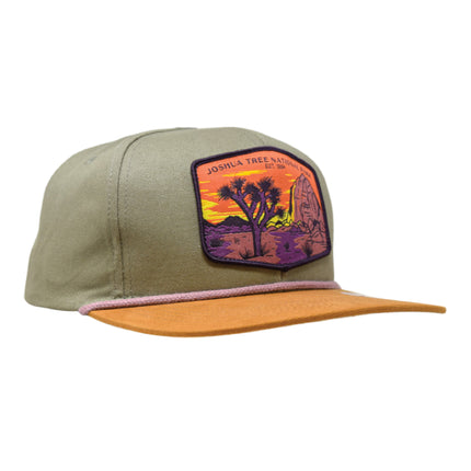 Sendero Provisions Co. Joshua Tree National Park Adjustable Snapback Rope Hat with Woven Patch & Topographic Map Undervisor (Gray/Brown) - One Size