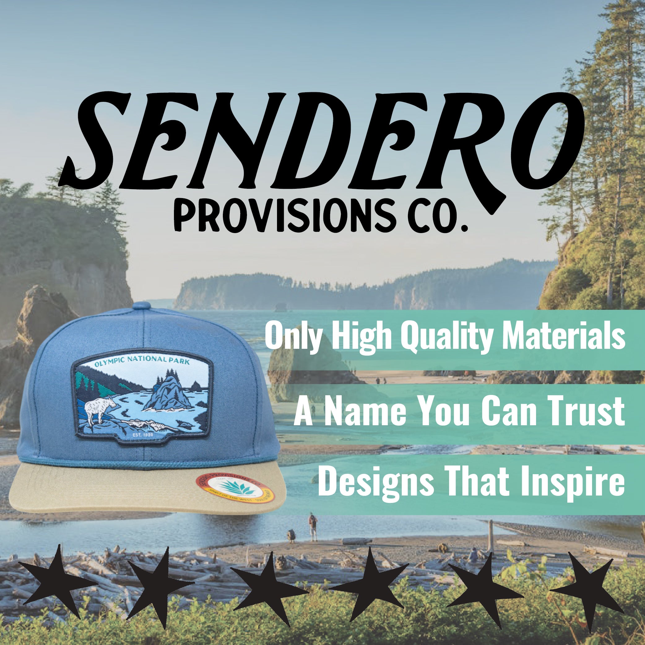 Sendero Provisions Co. Olympic National Park Snapback Hat (Blue Stone)- One