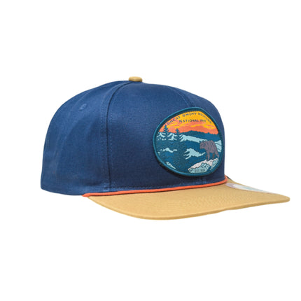 Sendero Provisions Co. Smoky Mountain National Park Adjustable Snapback Rope Hat with Woven Patch & Topographic Map Undervisor (Storm/Honey) - One Size