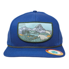 Sendero Provisions Co. Glacier National Park Adjustable Snapback Rope Hat with Woven Patch & Topographic Map Undervisor (Midnight Blue) - One Size