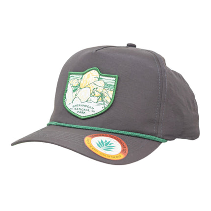 Sendero Provisions Co. Shenandoah National Park Adjustable Snapback Rope Hat with Woven Patch & Topographic Map Undervisor (Brown/Green) - One Size