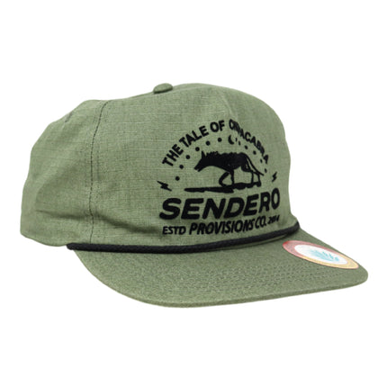 Sendero Provisions Co. Chupacabra Adjustable Snapback Hat with Felt Design & Braided Rope (Green/Midnight Black) - One Size