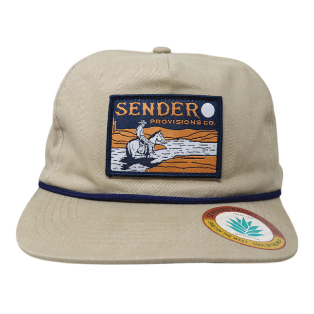 Sendero Provisions Co. Lone Rider Adjustable Snapback Rope Hat with Woven Patch & Braided Rope (Tan) - One Size