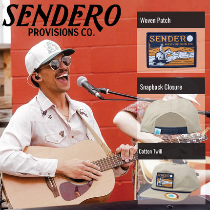 Sendero Provisions Co. Lone Rider Adjustable Snapback Rope Hat with Woven Patch & Braided Rope (Tan) - One Size