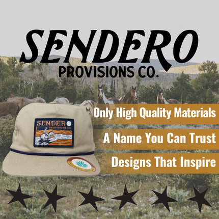 Sendero Provisions Co. Lone Rider Adjustable Snapback Rope Hat with Woven Patch & Braided Rope (Tan) - One Size