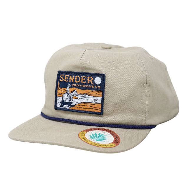 Sendero Provisions Co. Lone Rider Adjustable Snapback Rope Hat with Woven Patch & Braided Rope (Tan) - One Size