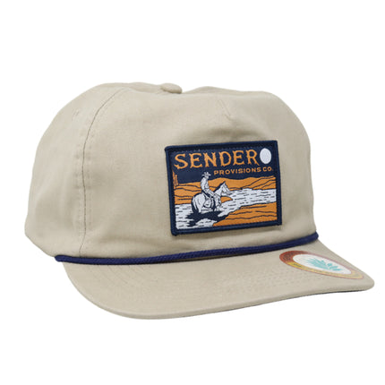 Sendero Provisions Co. Lone Rider Adjustable Snapback Rope Hat with Woven Patch & Braided Rope (Tan) - One Size