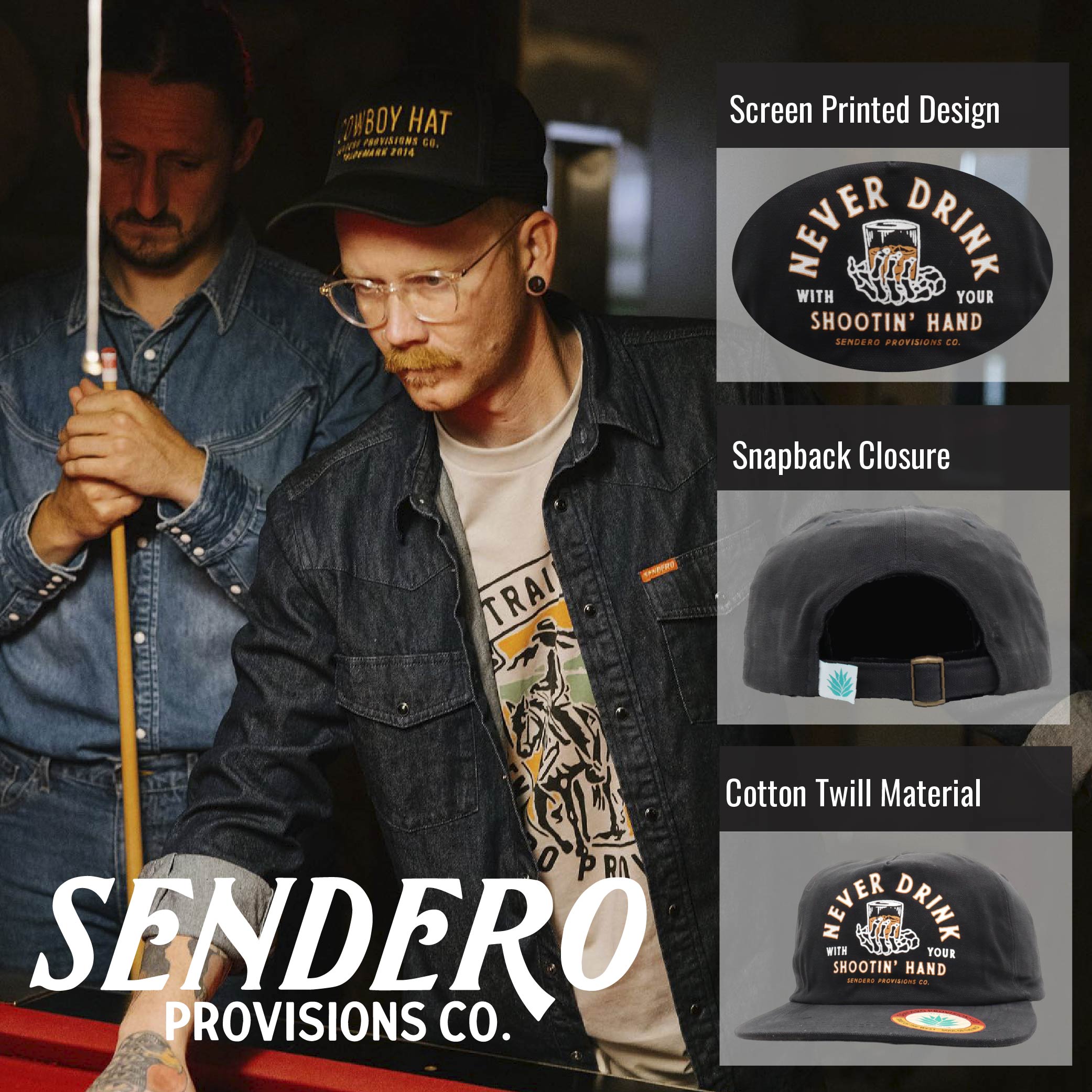 Sendero Provisions Co. Shootin' Hand Hat - Black