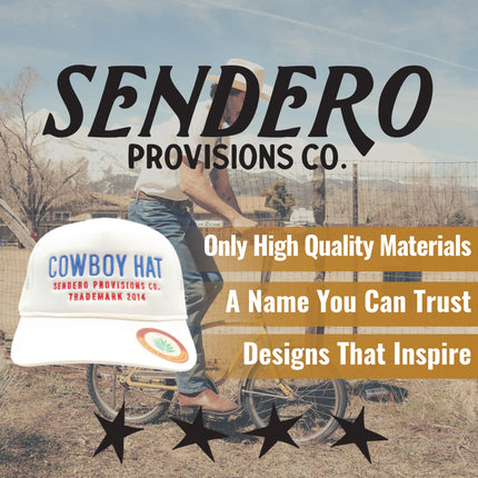 Sendero Provisions Co. Cowboy Adjustable Snapback Foam Trucker Hat with Embroidered Logo & Mesh back (White/Red/Blue) - One Size