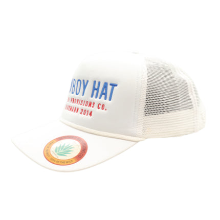 Sendero Provisions Co. Cowboy Adjustable Snapback Foam Trucker Hat with Embroidered Logo & Mesh back (White/Red/Blue) - One Size