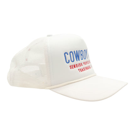 Sendero Provisions Co. Cowboy Adjustable Snapback Foam Trucker Hat with Embroidered Logo & Mesh back (White/Red/Blue) - One Size