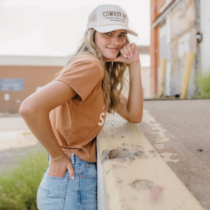 Sendero Provisions Co. Cowboy Adjustable Snapback Foam Trucker Hat with Embroidered Logo & Mesh back (White/Red/Blue) - One Size