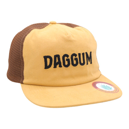 Sendero Provisions Co. Daggum Adjustable Snapback Hat with Chain Stitched Logo & Meshback (Yellow/Brown) - One Size