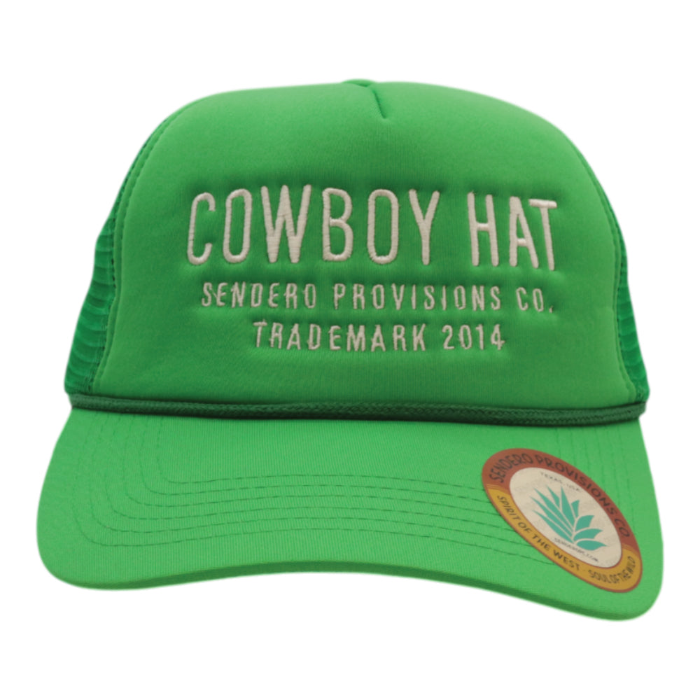 Sendero Provisions Co. Cowboy Adjustable Snapback Foam Trucker Hat with Embroidered Logo & Mesh back (Green/White) - One Size