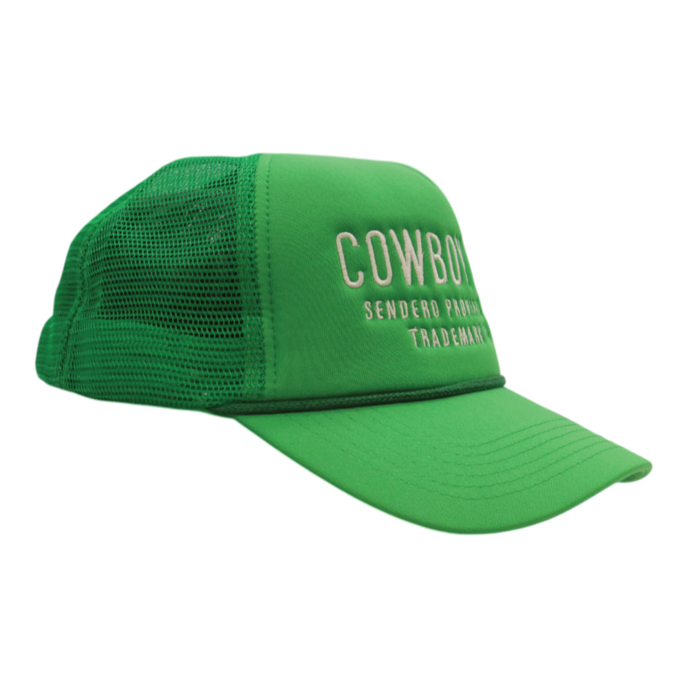 Sendero Provisions Co. Cowboy Adjustable Snapback Foam Trucker Hat with Embroidered Logo & Mesh back (Green/White) - One Size