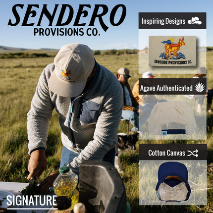 Sendero Provisions Co. Pronghorn Hat Adjustable Corduroy Snapback Hat with Embroidered Design (Tan) - One Size