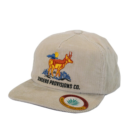 Sendero Provisions Co. Pronghorn Hat Adjustable Corduroy Snapback Hat with Embroidered Design (Tan) - One Size
