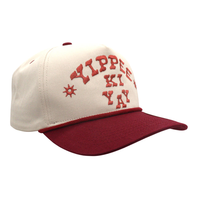 Sendero Provisions Co. Yippee Ki Yay Hat - Structured 5-Panel Snapback Rope Hat with Embroidered Design, Braided Rope Accent, Cotton Twill, Adjustable Fit, Western Style Outdoor Cap