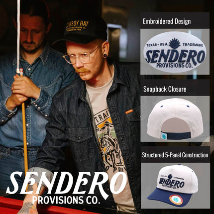 Sendero Provisions Co. Logo Snapback Hat, Cream/Navy, One Size (SPCH123F31CZZ)