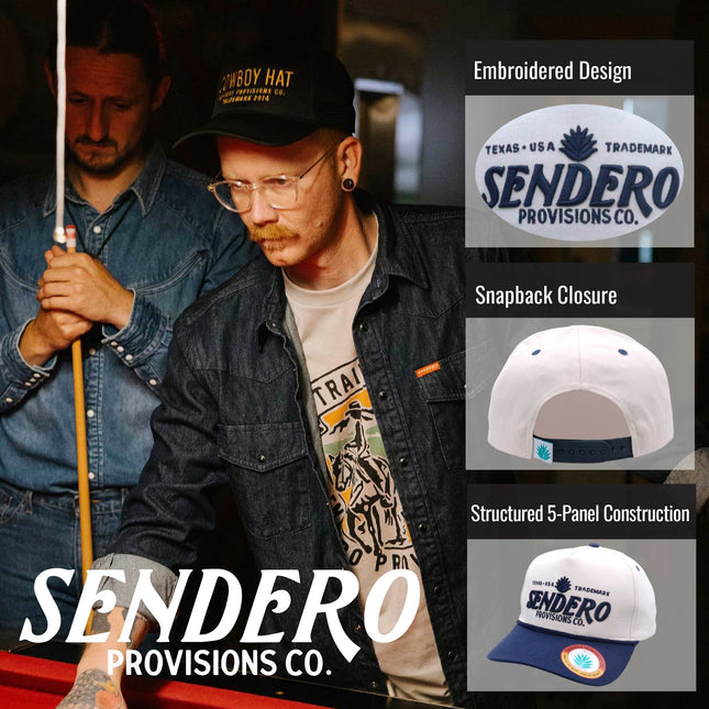 Sendero Provisions Co. Logo Snapback Hat, Cream/Navy, One Size (SPCH123F31CZZ)