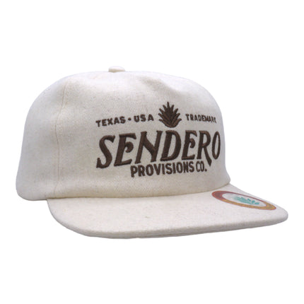 Sendero Provisions Co. LOGO HAT-felt Cream; Adjustable Snapback Hat with Embroidered front, One Size  - Structured 5-Panel Trucker Hat for Men & Women