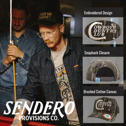 Sendero Provisions Co. Cowboy Country Club Snapback Hat, Camo, One Size