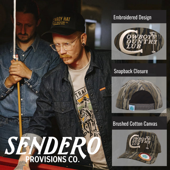 Sendero Provisions Co. Cowboy Country Club Snapback Hat, Camo, One Size