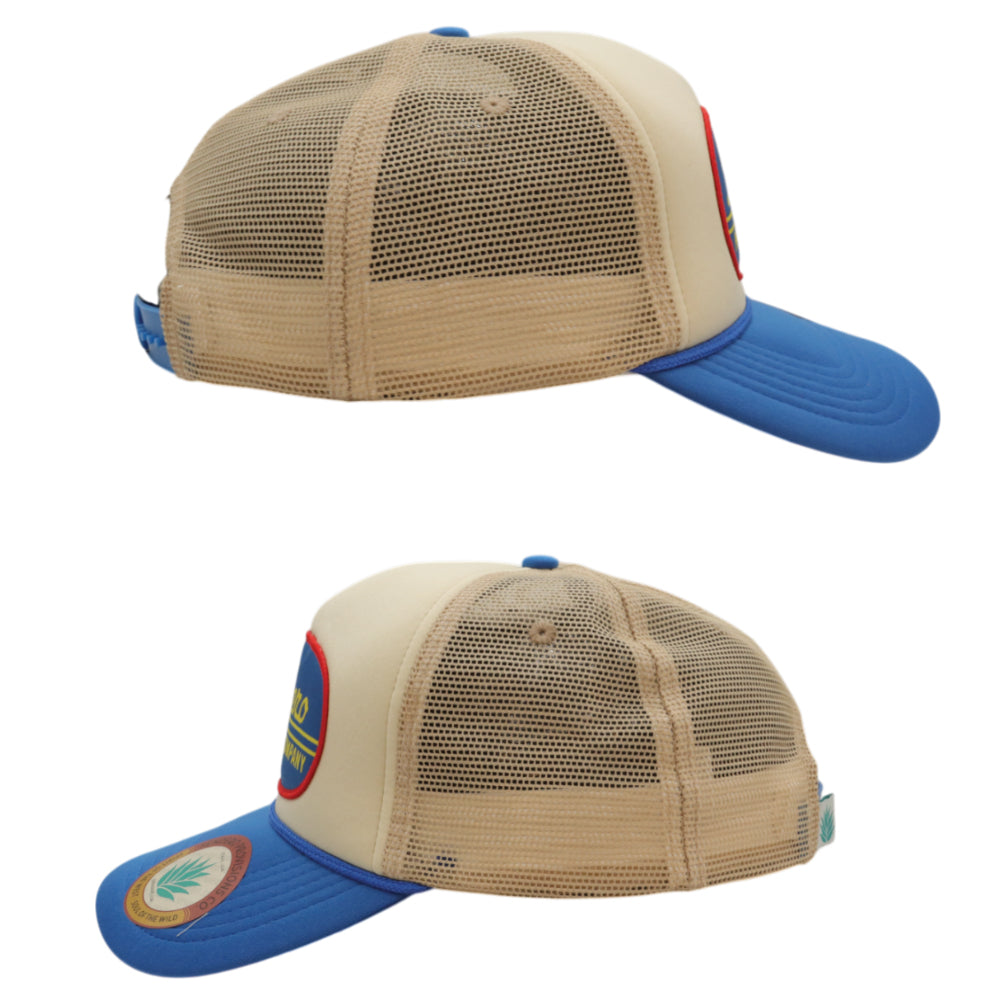 Sendero Provisions Co. Country Store Adjustable Snapback Hat with Woven Label Patch (White/Blue) - One Size