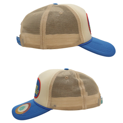 Sendero Provisions Co. Country Store Adjustable Snapback Hat with Woven Label Patch (White/Blue) - One Size