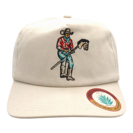 Sendero Provisions Co. Stick Horse Hat - Unstructured 5-Panel Snapback Cap with Embroidered Cowboy on Stick Horse Design, Canvas Fabric, Semi-Curved Visor, Adjustable Fit, Humorous Western Outdoor Hat