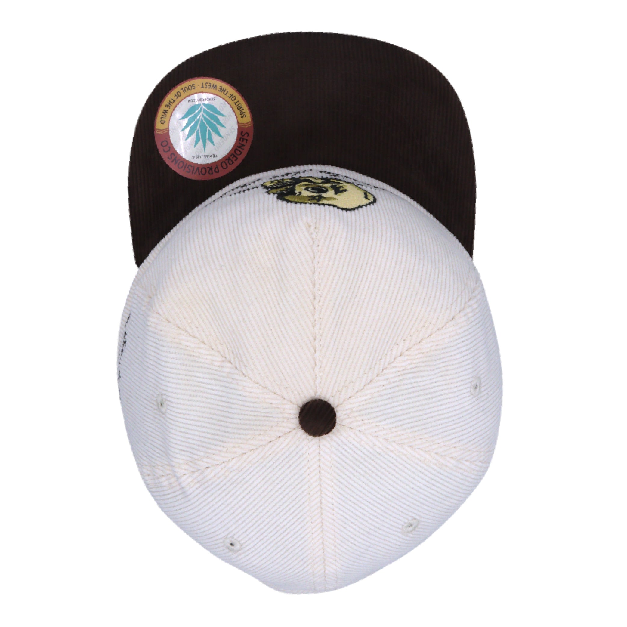 Sendero Provisions Co. Del Oeste Adjustable Snapback Hat - Cream/Brown, Embroidered Design, Structured 5-Panel Cotton Twill Cap for Outdoor Adventures