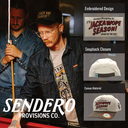 Sendero Provisions Co. Jackawope Adjustable Snapback Hat with Embroidered Front & Braided Rope (Cream/Brown) - One Size