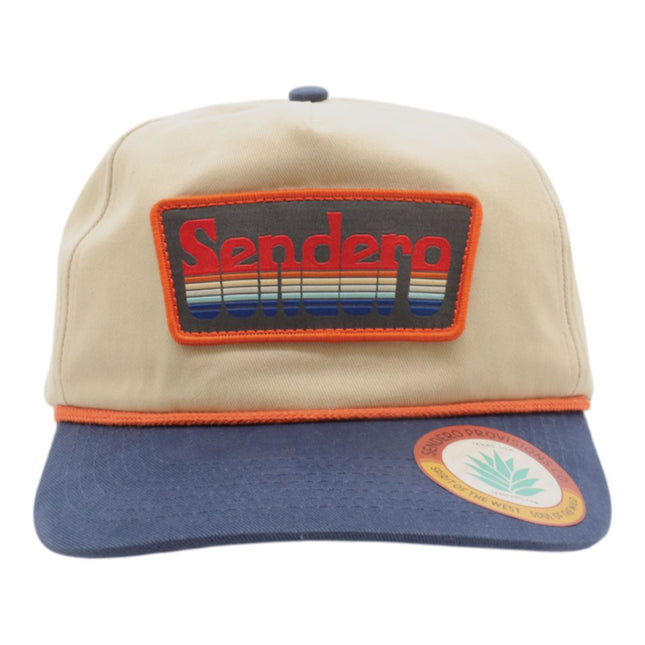 Sendero Provisions Co. Signature Snapback Hat, Classic Retro Design with Exclusive Sendero Patch, Adjustable (Cream/Navy) - One Size