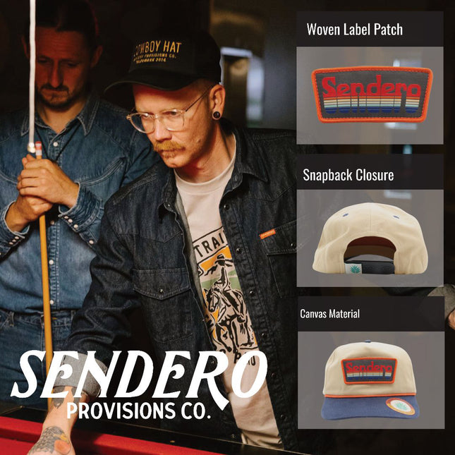 Sendero Provisions Co. Signature Snapback Hat, Classic Retro Design with Exclusive Sendero Patch, Adjustable (Cream/Navy) - One Size