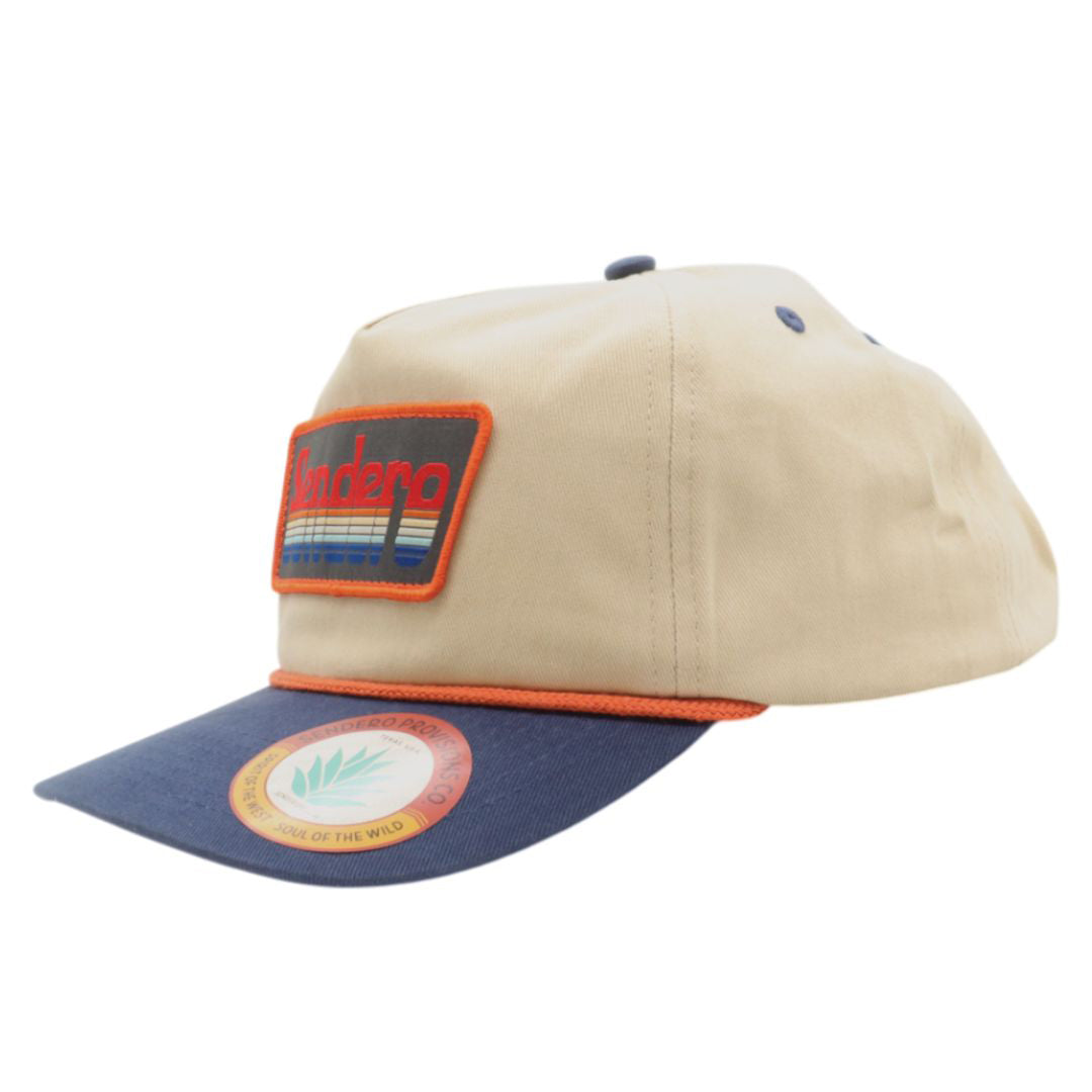Sendero Provisions Co. Signature Snapback Hat, Classic Retro Design with Exclusive Sendero Patch, Adjustable (Cream/Navy) - One Size