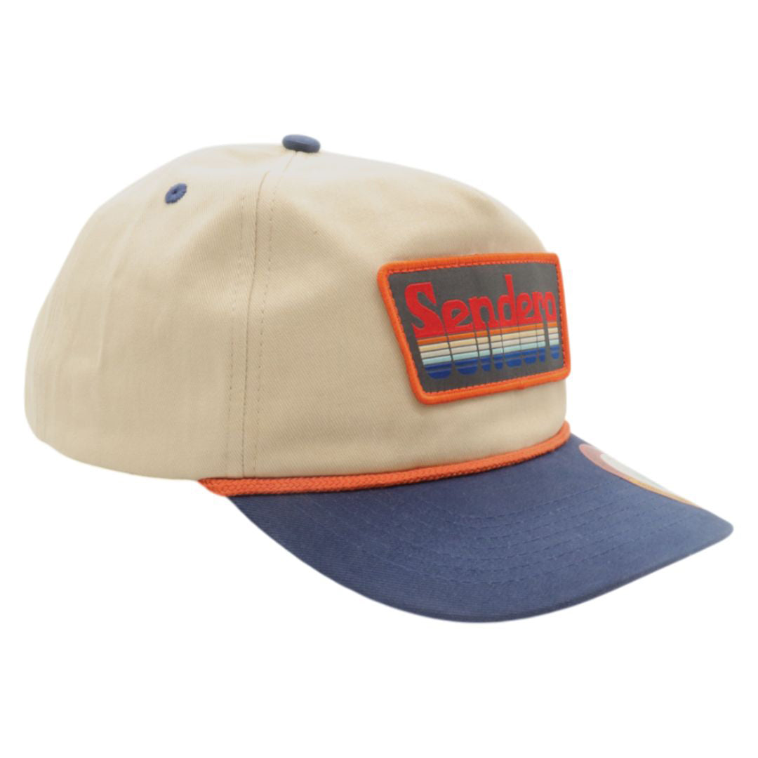 Sendero Provisions Co. Signature Snapback Hat, Classic Retro Design with Exclusive Sendero Patch, Adjustable (Cream/Navy) - One Size