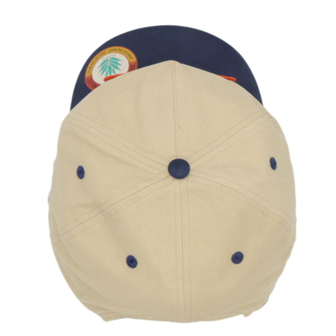 Sendero Provisions Co. Signature Snapback Hat, Classic Retro Design with Exclusive Sendero Patch, Adjustable (Cream/Navy) - One Size