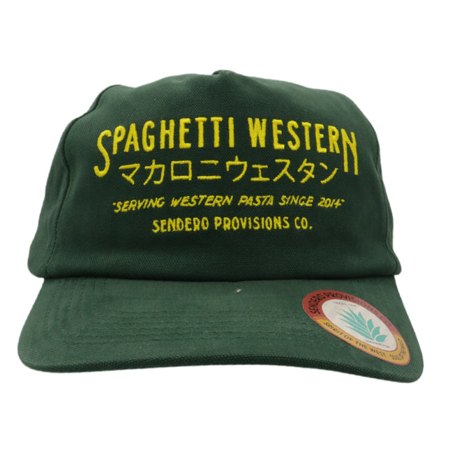 Sendero Provisions Co.  Spaghetti Western Hat - Green - Unstructured 5-Panel Adjustable Leather Strapback Cap with Embroidered Design, One Size