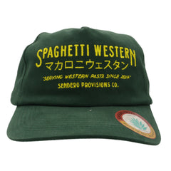 Sendero Provisions Co.  Spaghetti Western Hat - Green - Unstructured 5-Panel Adjustable Leather Strapback Cap with Embroidered Design, One Size