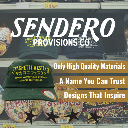 Sendero Provisions Co.  Spaghetti Western Hat - Green - Unstructured 5-Panel Adjustable Leather Strapback Cap with Embroidered Design, One Size