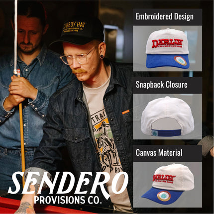 Sendero Provisions Co. Call Me Darlin' Hat - Unstructured 5-Panel Snapback Rope Hat with Puff Embroidered Design, Corduroy Fabric, Semi-Curved Visor, Adjustable Fit, Humorous Western Outdoor Cap