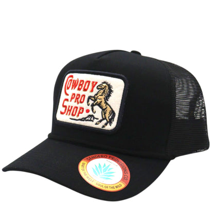 Sendero Provisions Co. Cowboy Pro Shop Adjustable Snapback Hat with Embroidered Patch (Black) - One Size