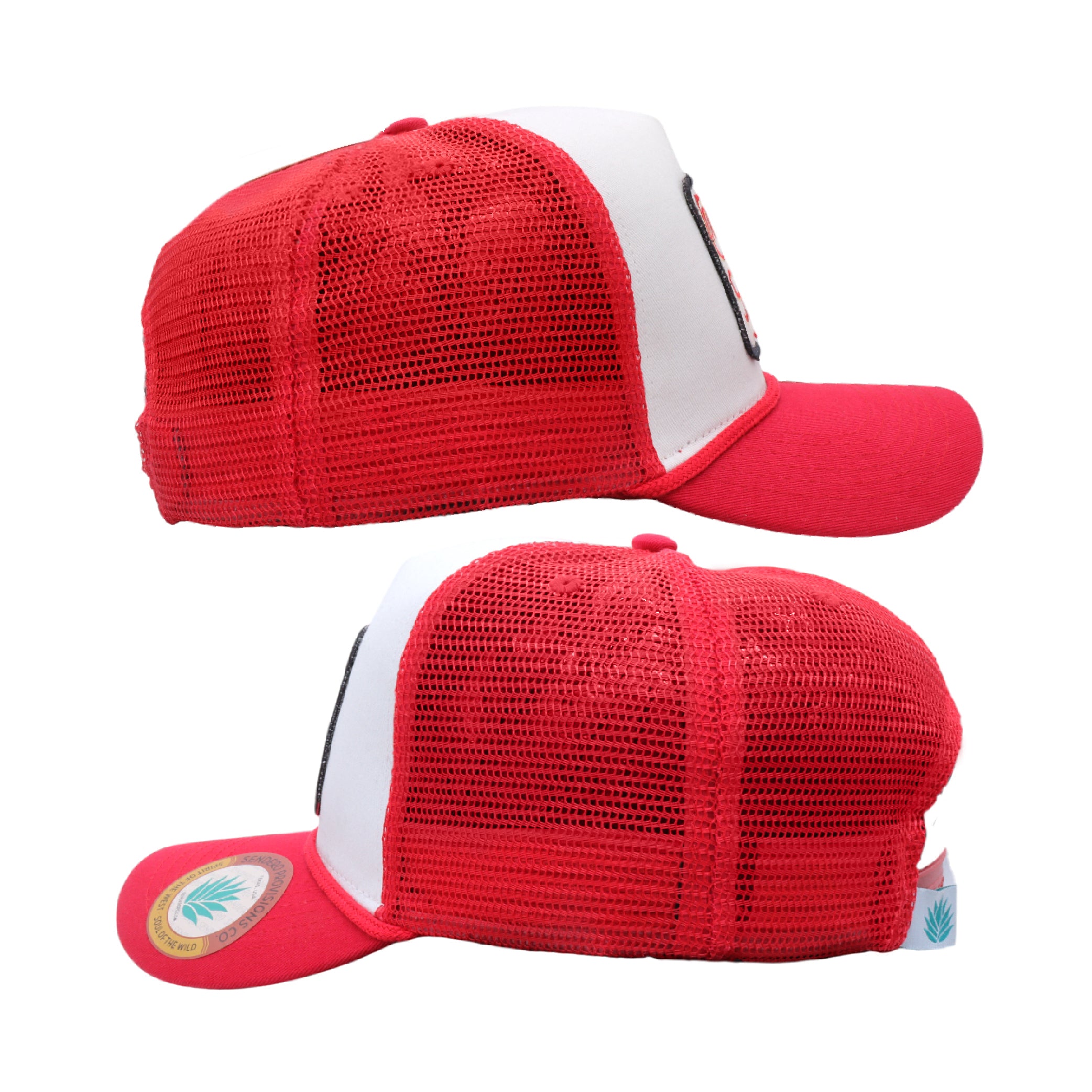Sendero Provisions Co. Cowboy Pro Shop Hat - White/Red - Trucker Snapback w/ Embroidered Logo & Mesh Back, One Size