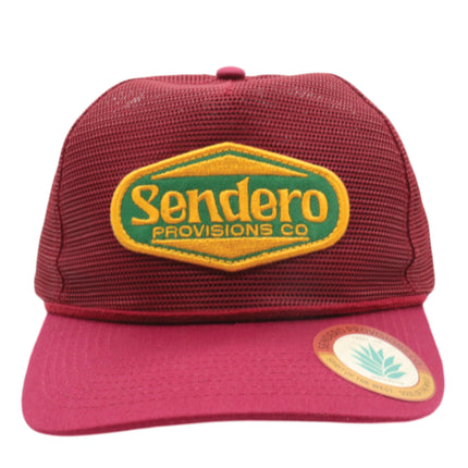 Sendero Provisions Co. Red Mesh Supply Hat, Adjustable Snapback with Detailed Embroidered Patch  (Red) - One Size