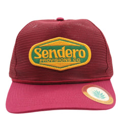 Sendero Provisions Co. Red Mesh Supply Hat, Adjustable Snapback with Detailed Embroidered Patch  (Red) - One Size