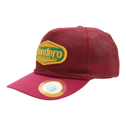 Sendero Provisions Co. Red Mesh Supply Hat, Adjustable Snapback with Detailed Embroidered Patch  (Red) - One Size