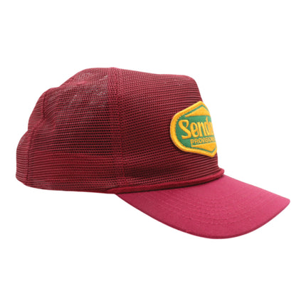 Sendero Provisions Co. Red Mesh Supply Hat, Adjustable Snapback with Detailed Embroidered Patch  (Red) - One Size