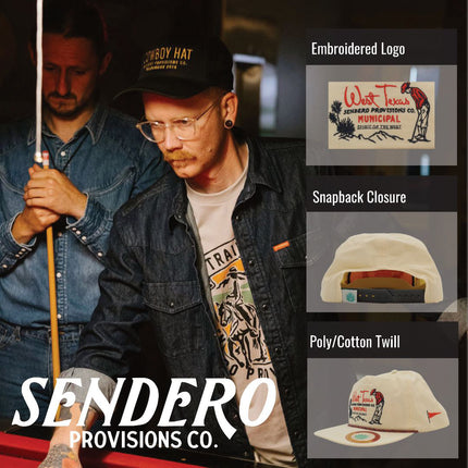 Sendero Provisions Co. West Texas Municipal Adjustable Snapback Hat with Embroidered Design (Cream) - One Size